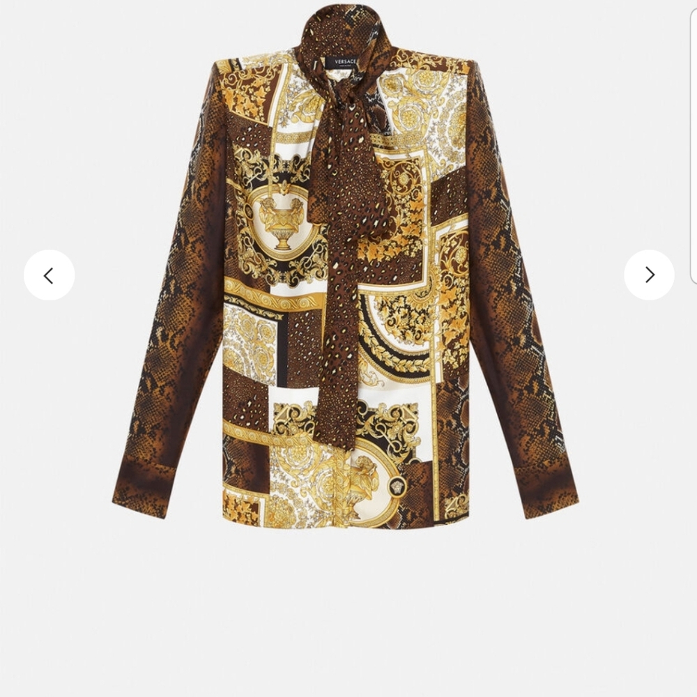 Versace barocco patchwork python print silk top